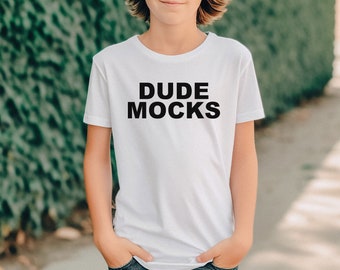 Bella Canvas 3001Y Mockup, Bella Canvas Youth Mockup, Kids Shirt Mockup, Kids White T-shirt Mockup, Mockups for Kids, Boys Mockup, Model