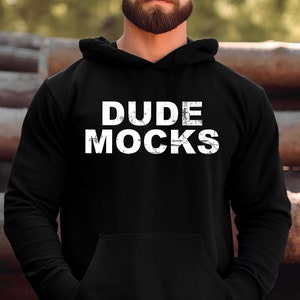 Gildan 18500 Schwarz Mockup, Gildan Herren Mockup, Gildan Hoodie Mockup, Männermodell Mockup, Gildan 18500 Mockup, Schwarzer Hoodie Mockup