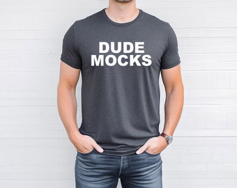 Bella Canvas 3001 Mockup, 3001 Dark Grey Heather Mockup, Male T-shirt Mockup, Male 3001 Mockup, Model Mockup, Dark Grey Heather Mockup 3001
