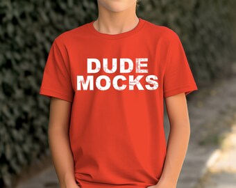 Bella Canvas 3001Y Red Mockup, Bella Canvas Youth Mockup, Kids Shirt Mockup, Kids Red Tshirt Mockup, Mockup for Kids, Boys Mockup, Model