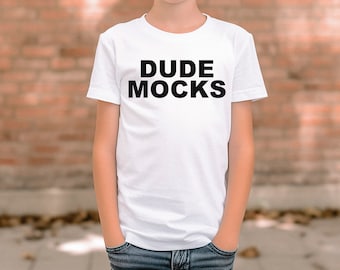 Bella Canvas 3001Y Mockup, Bella Canvas Youth Mockup, Kids Shirt Mockup, Kids White T-shirt Mockup, Mockups for Kids, Boys Mockup, Model
