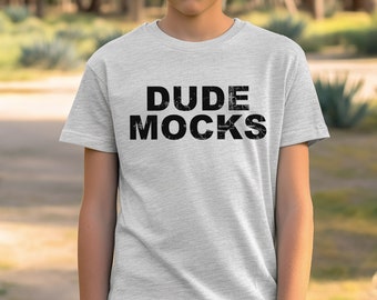 Bella Canvas 3001Y Mockup, Bella Canvas Youth Mockup, Kids Shirt Mockup, Kids Athletic Heather T-shirt Mockup, Mockups for Kids, Boys Mockup