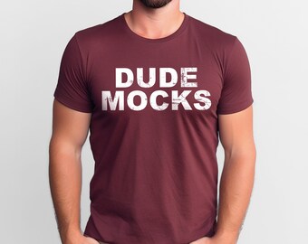 Bella Canvas 3001 maquete marrom, maquete de camiseta masculina, maquete marrom 3001, maquete de camisa marrom, maquete masculina 3001, maquete de camisa marrom masculina