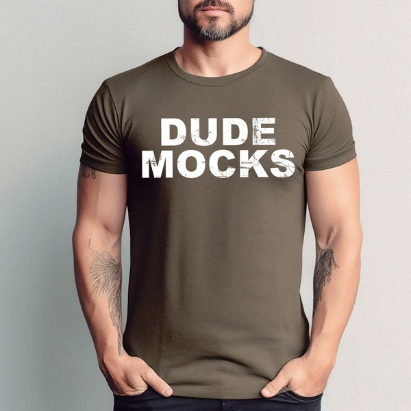 Bella Canvas 3001 Mockup, 3001 Army Mockup, Male Tshirt Mockup, Army Shirt Mockup, Model Mockup, Male 3001 Mockup, Bella Canvas Army Mockup