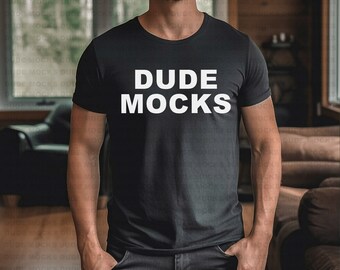 Bella Canvas 3001 Mockup, Male Tshirt Mockup, 3001 Black Mockup, Black Shirt Mockup, Model Mockup, Male 3001 Mockup, Mens Black Shirt Mockup