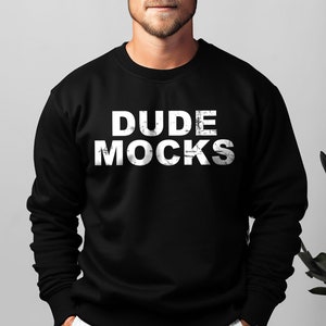 Gildan 18000 Black Mockup, Gildan Mens Mockup, Black Sweatshirt Mockup, Male Model Mockup, Gildan 18000 Mockup, Sweatshirt Mockup Black