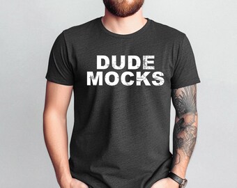Bella Canvas 3001 Mockup, 3001 Dark Grey Heather Mockup, Male T-shirt Mockup, Male 3001 Mockup, Model Mockup, Dark Grey Heather Mockup 3001