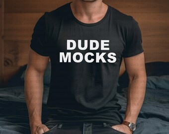 Bella Canvas 3001 Mockup, Male Tshirt Mockup, 3001 Black Mockup, Black Shirt Mockup, Model Mockup, Male 3001 Mockup, Mens Black Shirt Mockup