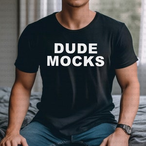 Bella Canvas 3001 Mockup, Male Tshirt Mockup, 3001 Black Mockup, Black Shirt Mockup, Model Mockup, Male 3001 Mockup, Mens Black Shirt Mockup