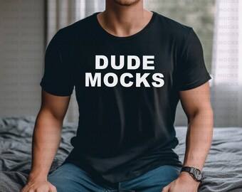 Bella Canvas 3001 Mockup, Male Tshirt Mockup, 3001 Black Mockup, Black Shirt Mockup, Model Mockup, Male 3001 Mockup, Mens Black Shirt Mockup