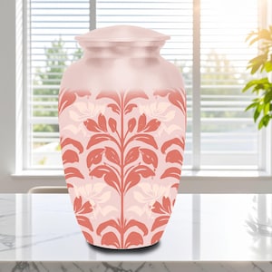 Coral Damask Cremation Urn: Aluminum Keepsake Urn for Ashes