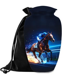 Personalized Horse Racing Cremation Urn Set: Large & Keepsake, Aluminum Memorial