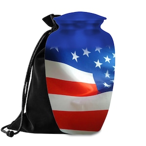 Personalized American Flag Cremation Urn: Patriotic Military Veteran Ashes Urn