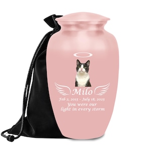 Personalized Cat Ashes Urn: Angel Wings Pet Memorial Keepsake