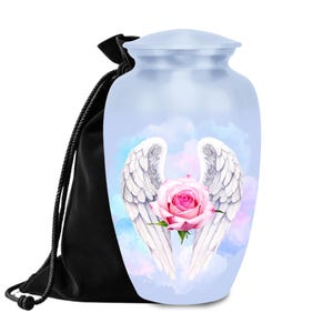 Angel Wings Cremation Urn: Pink Rose Keepsake Urn, Adult Ashes
