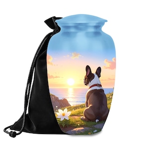 Personalized French Bulldog Cremation Urn for Dog Ashes | Custom Engraved Pet Memorial Ashes Keepsake | Animal Dog Ashes Funeral Urn for Pet