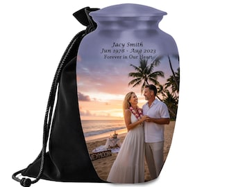Custom Photo Cremation Urn | 10-Inch Aluminum Memorial Urn