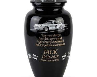 Car Cremation Urn Racing Flags| Personalized Memorial Urns for Human Ashes,