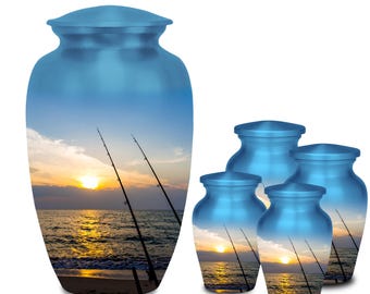 Sunset Fishing Urns for Human Ashes | Memorial Keepsake for Fisherman