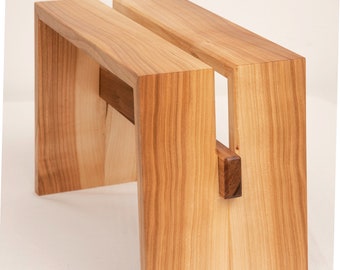 Cherry stepstool with walnut stretcher. No.:10