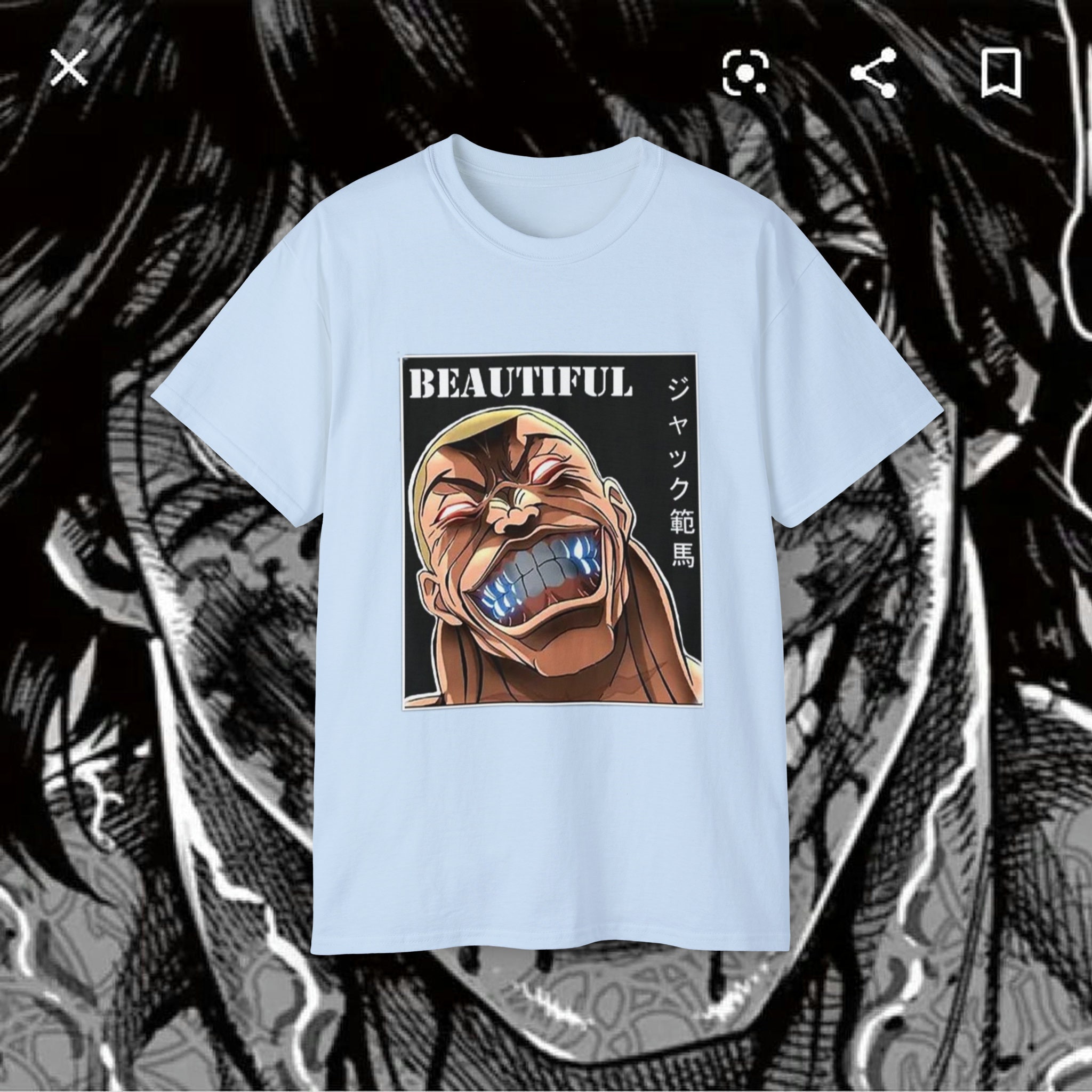 JACK HANMA ANIME Gym Shirt Pump Cover Front Design Cover Gym Shirt Oversized Pump Cover Gym