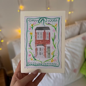 Nouvelle carte pour la maison | Personnalisé | Peint à la main | Aquarelle | Carte de mariage