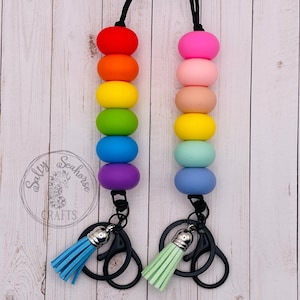 Rainbow Beaded Lanyard - Teacher Lanyard - Teacher Appreciation Gift - Gifts for Her