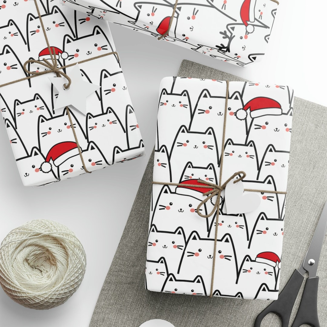 Cat Wrapping Paper Christmas Holiday Gift Wrap Custom Paper Cat Lover