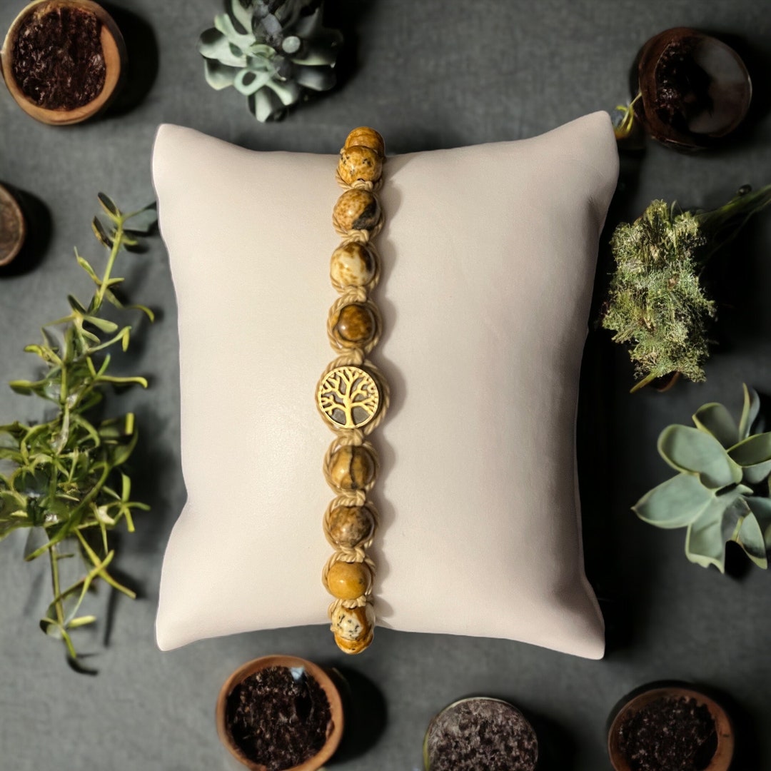 Tree of Life Picture Jasper Shamballa-style Bracelet - Etsy