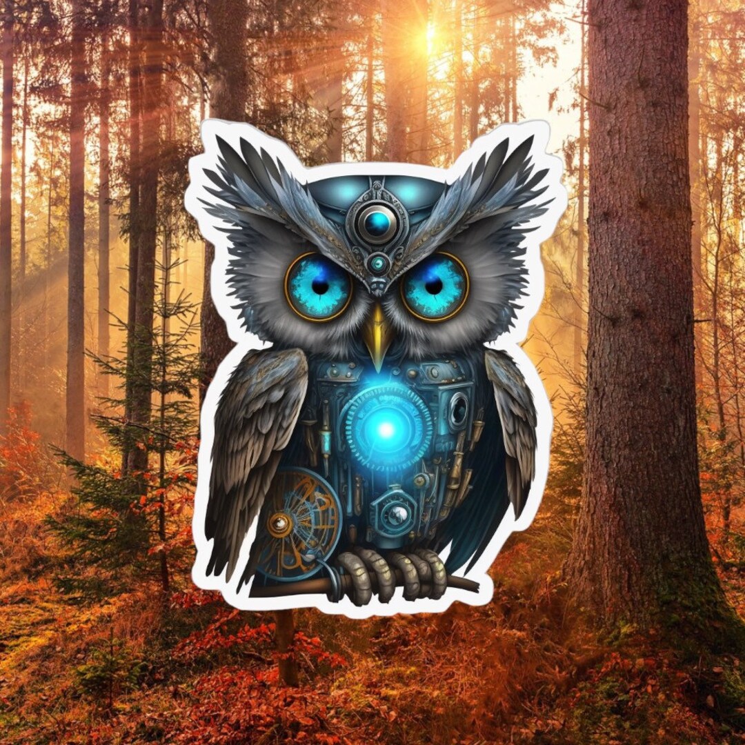 Steampunk Owl Vinyl Sticker Etsy
