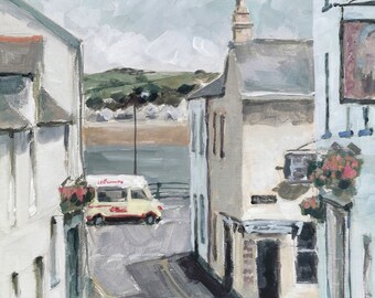 Ice-cream in Appledore | Giclée print from an original, North Devon coastal village, impressionist landscape, holiday decor, wall art