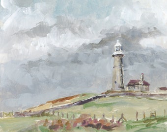 Old Light, Lundy | Giclée print from original, Lighthouse on Lundy Island North Devon, impressionist landscape, coastal decor, fine art