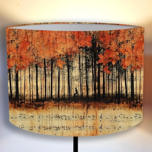 lampshade for a floor and pendant lamp, forest theme, Rustic Forest Lampshade with Autumn Melody Handmade Lighting Decor Shipping worldwide!