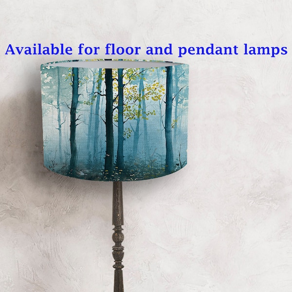 lampshade for a floor and pendant lamp, forest theme, woodland style, watercolor canvas v2  ! Handmade!   Shipping worldwide!:-)