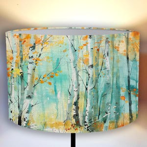 lampshade for a floor and pendant lamp, Birch forest lampshade – turquoise lampshadeH andmade!   Shipping worldwide!:-)