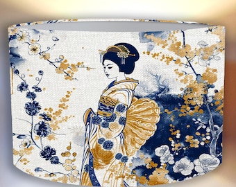Japanese Geisha Artwork ,Oriental Japanese Geisha lampshade white, gold  perfect for your interior Handmade lamp shade Shipping worldwide v4