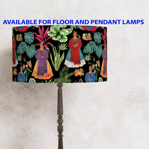 Decorative colorful lampshade -Frida, fruits, plants perfect for your lamp and interior! flowers Handmade lamp shade !Shipping worldwide!:-)