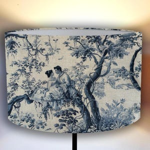 Toile de Jouy Lampshade Les Amoureux romantic scene, classic pattern, vintage decor, for floor and pendant lamps Handmade Shipping worldwide