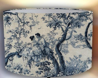 Paralume Toile de Jouy Les Amoureux scena romantica, modello classico, arredamento vintage, per lampade da terra e a sospensione Fatto a mano Spedizione in tutto il mondo