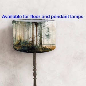 lampshade for a floor and pendant lamp, forest theme, woodland style, watercolor canvas v3  ! Handmade!   Shipping worldwide!:-)