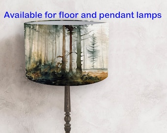 lampshade for a floor and pendant lamp, forest theme, woodland style, watercolor canvas v3  ! Handmade!   Shipping worldwide!:-)