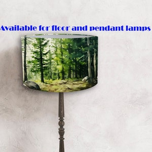 lampshade for a floor and pendant lamp, forest theme, woodland style, watercolor canvas  ! Handmade!   Shipping worldwide!:-)