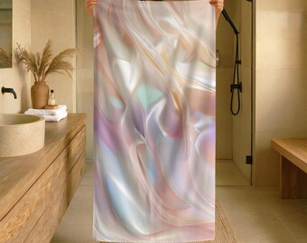 Pastelkleurige zijden handdoek iriserend satijnen strandlaken luxe spa elegante zachte esthetische moderne handgemaakte kunst handgemaakte verzending wereldwijd 4 maten
