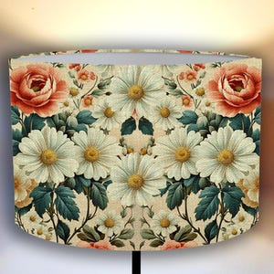 Rustic vintage lampshade with floral pattern – classic decoration for floor and pendant lamps unique style Handmade Shipping worldwide