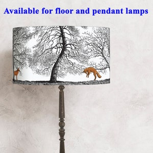 White original Fox lampshade, trees, forest - perfect for your lamp and interior! lampshade for the lamp  ! Shipping worldwide ! :-)