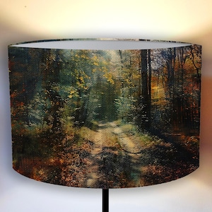 lampshade for a floor and pendant lamp, Forest Path Lampshade , Dark Woodland Lampshade , Nature Scene  Forest Décor! Shipping worldwide