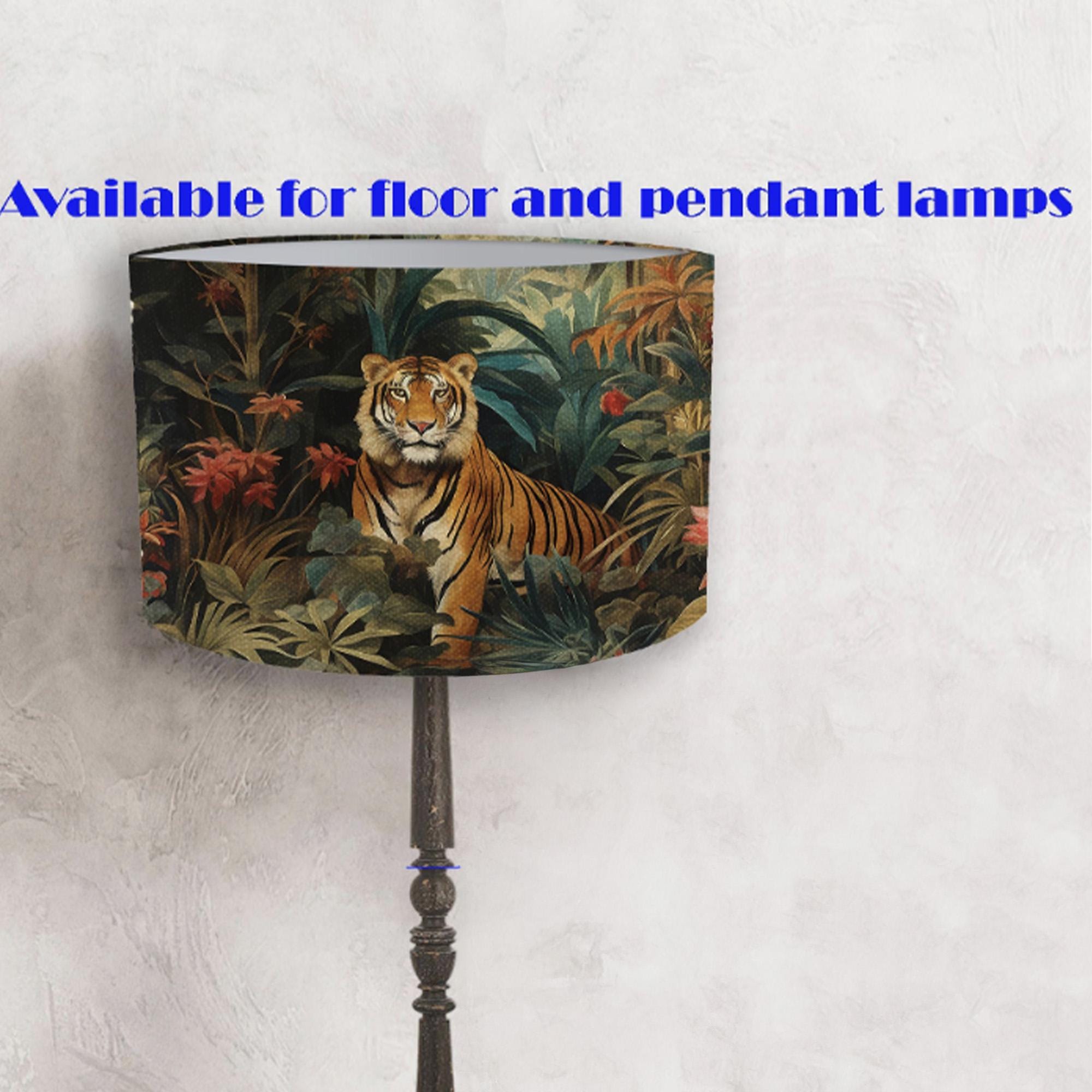 Vintage lampshade  for standing and hanging lamp - Tiger in the jungle - perfect for your interior! Handmade Shipping worldwide