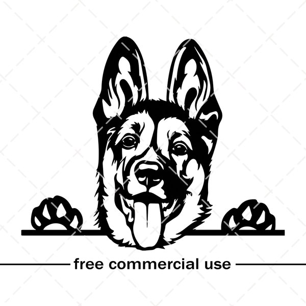 German Shepherd SVG, Happy Dog, Police Dog T-shirt Design, German Dog Digital Download, Free Commercial Use, Clipart File, PNG, Svg