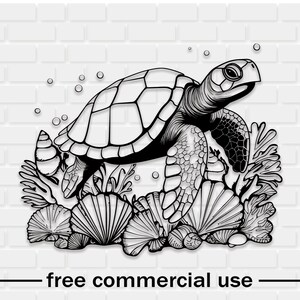 Cool Sea Turtle SVG, Sea Turtle SVG Black and White Prints, Cricut Sea