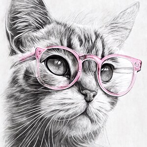 Gatito con gafas rosas